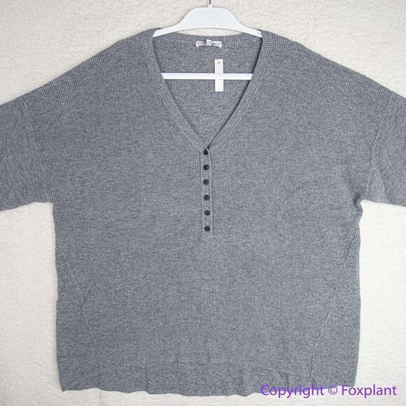 NEW Madewell Plus Asherton Waffle Henley Sweater in gray, 3X - Picture 6 of 16